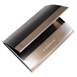 LEREVE Brand Name Card Case, Men's Business Card Case, Carbon Fiber, Anti-Skimming, Lightweight, Thin, Pocket Size, black