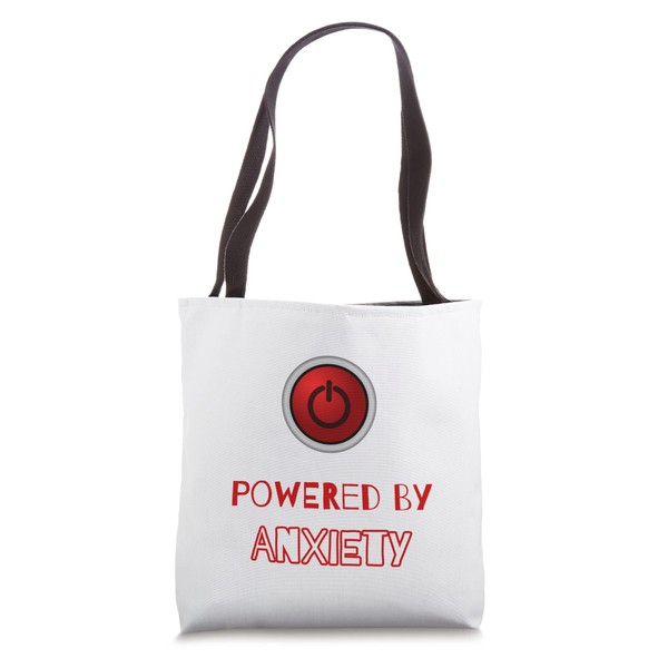 Powered By Anxiety Power Button Design Tote Bag