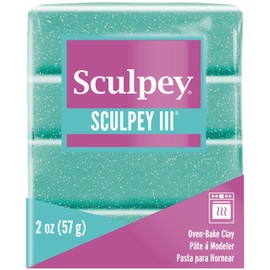 Sculpey Polymer Clay 2OZ Turq GLTTR, Turquoise Glitter