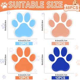 48Pcs Blue Dog Birthday Party Plates Orange Blue Paw Paper Plate Paw Shaped Disposable Plates Puppy Paws Print Party Dinnerware for Girl Boy Kids Birthday Pet Dog Themed Baby Shower Parties Supplies