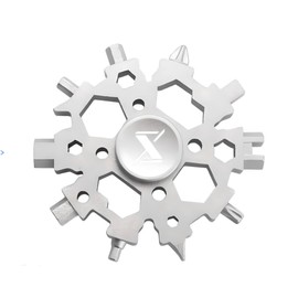 SmartstickX Wrench 23 in 1 Snowflake Multitool made with Stainless Steel, Includes 3mm to 12mm Outer Hex Wrench, 3mm to 10 mm Internal Hex Wrench, and More (Silver)