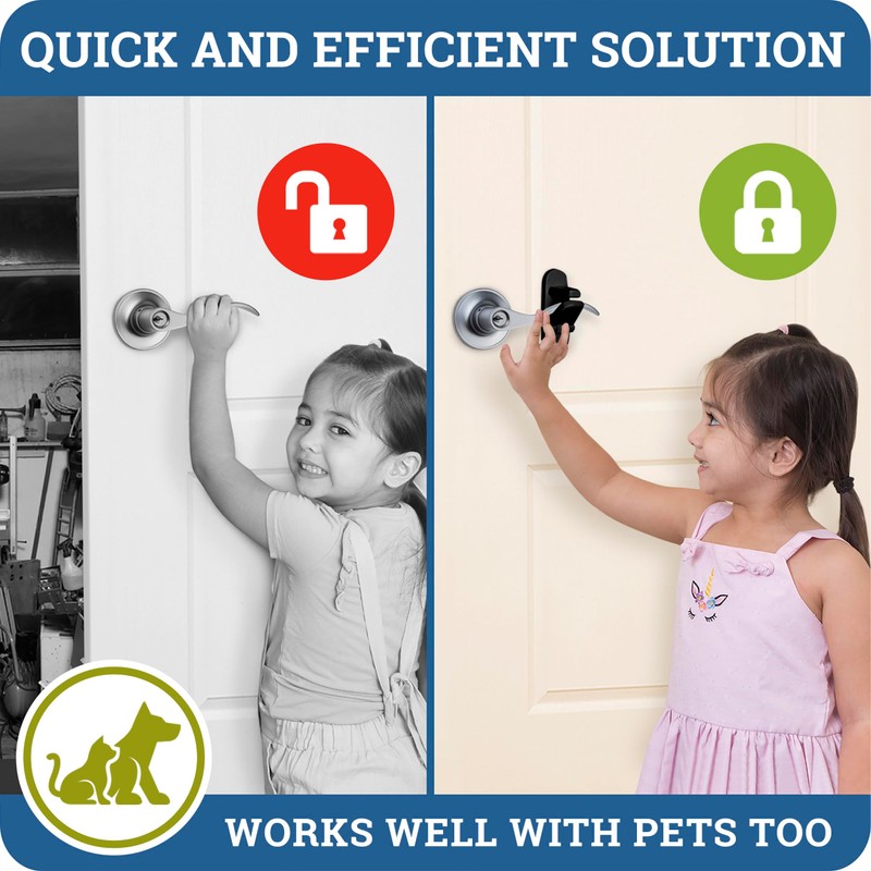Door Lever Lock (3 Pack) Prevents Toddlers from Opening Doors.