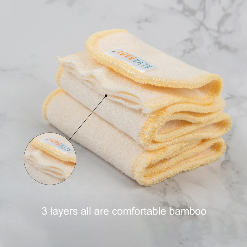 ALVABABY 12PCS Newborn Cloth Diaper Insert,Less Than 12pounds 3 Layers