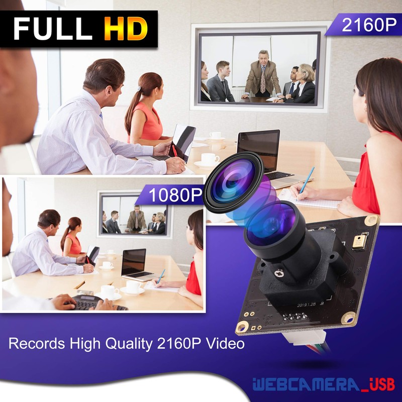 ELP Camera, 4K Usb Webcam, Mini Camera, Wide Angle 170°
