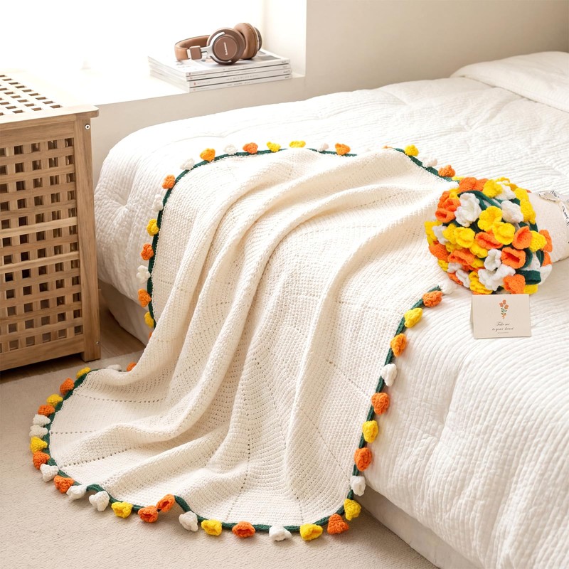 Crochet Lily of the Valley Blanket, Gifts for Women, Cute