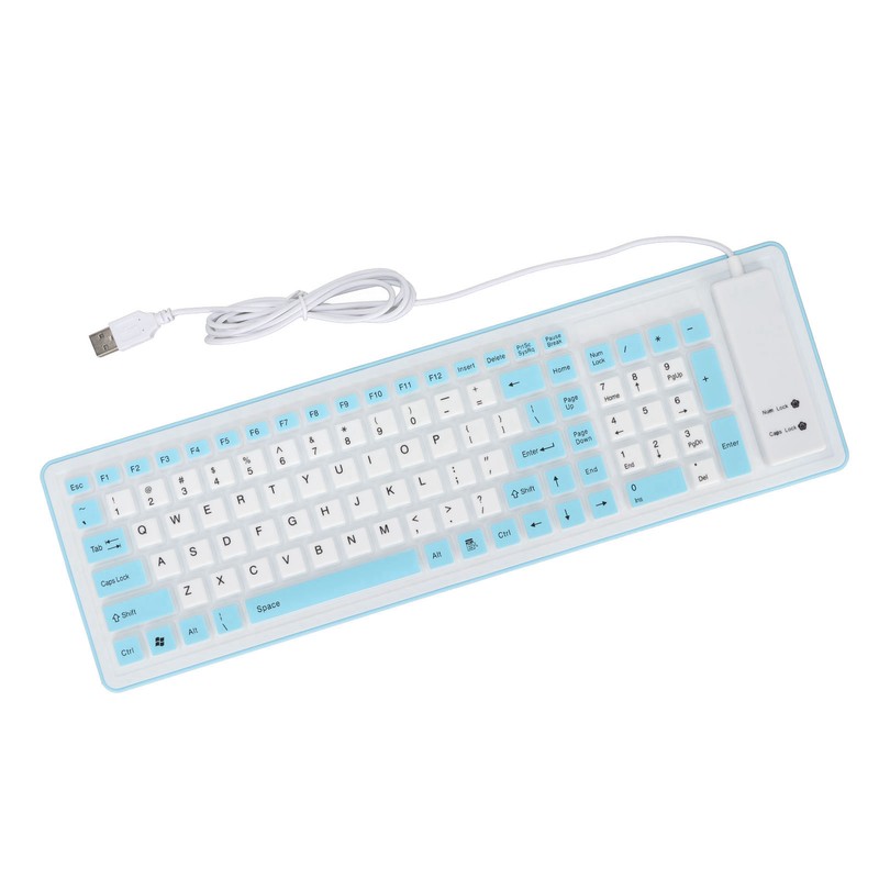 Foldable Silicone Keyboard 103 Keys USB Wired Silicon Foldable Waterproof