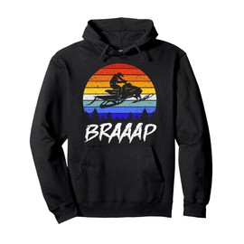 Vintage Snowmobile Braaap Motor Sled Braap Snowmobiling Pullover Hoodie