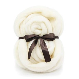 FLORAKNIT Arm Knit Bulky Yarn Merino 21micro fiber 5cm-Thick (3.5OZ, White)