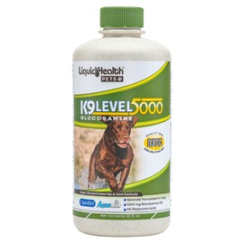 LIQUIDHEALTH Pets K9 Liquid Glucosamine Level 5000 for Large Dogs with Chondroitin, MSM, Boswellia Serrata - Dog Hip & Joint Health Vitamins for Dog Joint Pain, Pet Joint Oil Juice - USA Made (32 oz)