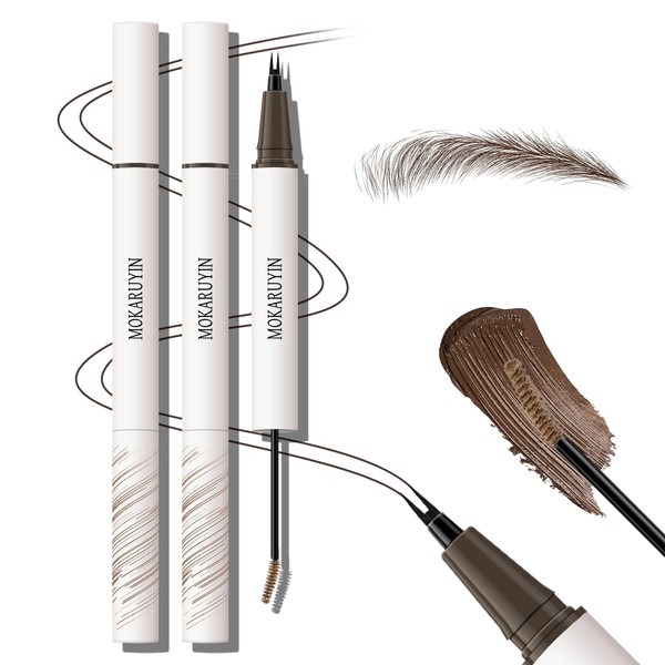 KYDA 2 Pcs Two-Fork Tip Microblading Liquid Eyebrow Pen, Dual-Ended