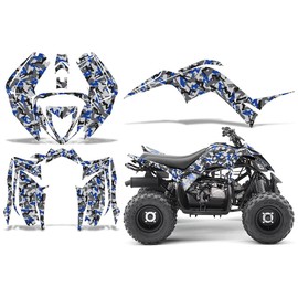 AMR Racing ATV Graphics kit Sticker Decal Compatible with Yamaha Raptor 90 2016-2020 - Urban Camo Blue