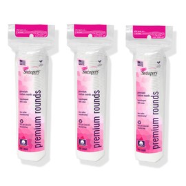 Swisspers Swisspers Premium Cotton Rounds C 100 Count (Pack of 3) - 100% Pure Cotton - Soft, Absorbent, Hypoallergenic Pads for Makeup Removal, Skincare, Baby Care and Facial Cleansing - Lint Free