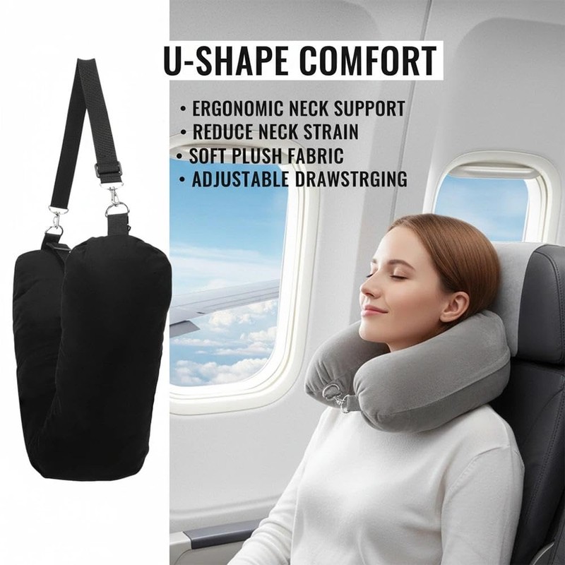 2 Pack Stuffable Travel Neck Pillow – Adjustable, Velvet Stuffable