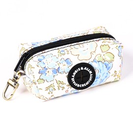 Organic Cotton Dog Poop Bag Holder for Leash Brass Hardware Waste Bag Dispenser Pet Waste Management Solution