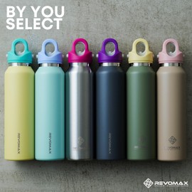 REVOMAX Carbonated Vacuum Insulated Bottle, 16 oz (473 ml), 18 Hours, Cold for 36 Hours (Olive Green x Banana Shake)
