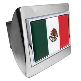 Elektroplate Mexico Flag All Metal Chrome Hitch Cover for Trucks and SUVs | Fits Standard 2" Trailer Hitch Receivers | Premium Weatherproof