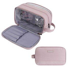 YINGLANG Toiletry Bag for Men,Travel Wash Bag,Durable Makeup Bag with Handle,Toiletries Cosmetic Organizer Bag for Gym Shower Bathroom Accessories (Pink, L)