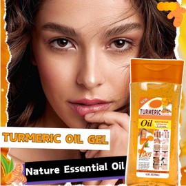 Turmeric Body Oil Gel, Body Oil for Women, Turmeric Massage Oil for Face & Body, Hydrating Nature Essential Oil, Anti Winkle Body Moisturiser, Turmeric Facial Oil Gel for Dark Spots, 200ml