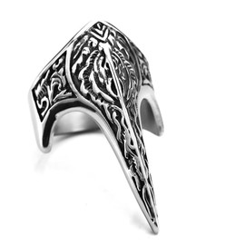 RDNKVB Viking Ring, Norse Viking Eagle Beak Rune Amulet Ring for Men, Women, Boys