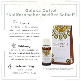 LAVISA Goloka Duft?l - Naturdfte fr Aromatherapie, Raumduft, Diffusor, Duftlampe (Kalifornischer Wei?er Salbei)