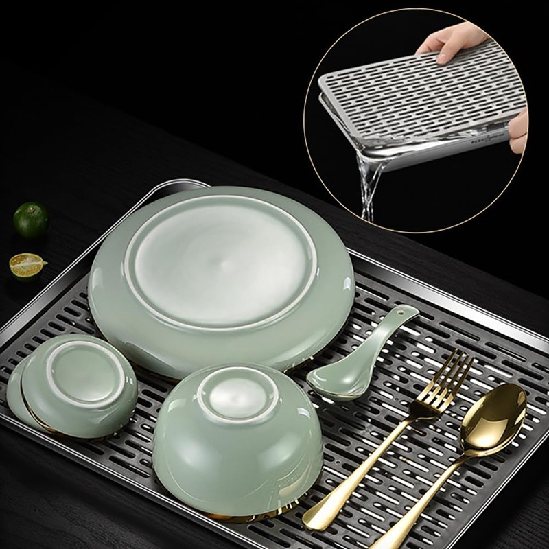 Reginsnow Stainless Steel Drain Tray, Cup & Dish Drying Rack,