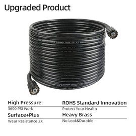 CHAVOR Pressure Washer Hose 50 FT X 1/4 Inch, Replacement Power Washer Hose for Most Brands, M22 14mm or M22 15mm Brass Thread, 3600 PSI