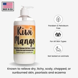 The Lotion Company 24 Hour Skin Therapy Lotion, Full Body Moisturizer, Paraben Free, Made in USA, Kiwi Mango Tropical Fragrance, w/ Aloe Vera, 16 Ounces