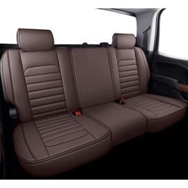 YIERTAI Rear Seat Covers Compatible with Chevy Silverado GMC Sierra for 2007-2023 2024 2025 2026 1500/2500/3500HD Trail Boss Z71 Leather Split Bench 50/50 40/60(1 Rear Seat Cover/Brown)