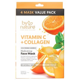 4pk Vitamin C + Collagen Hydrating Face Masks - Premium Face Mask Skin Care That Leaves Skin Replenished & Radiant - Moisturizing, Nutrient-Rich Sheet Masks for Face Promoting Elasticity & Firmness