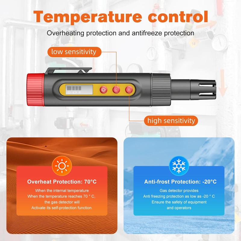 Portable Gas Detector, Single Gas Combustible Flammable Toxic Detector, Digital