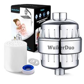 WuikerDuo Shower Filter for Limescale Water, Universal Replaceable Shower Filter for Removing Chlorine and Heavy Metals in Hard Water, Suitable for All Standard Shower Filters