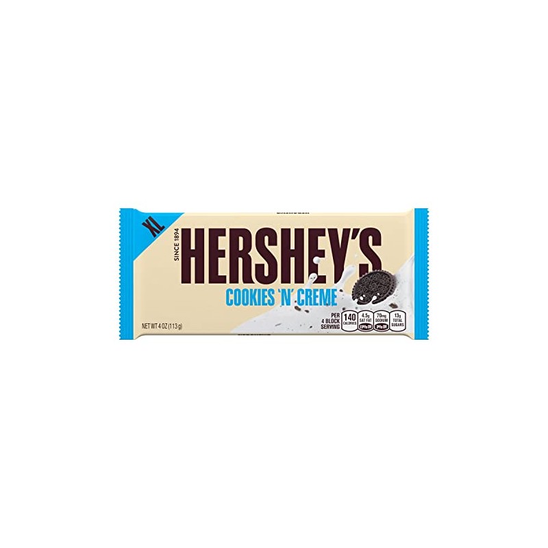 HERSHEY'S Cookies 'n' Creme XL, Candy Bars, 4 oz (12