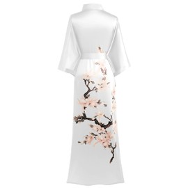 BABEYOND Kimono Robe Cover up with Box Long Floral Satin Sleepwear Silky Bathrobe Bachelorette Robe