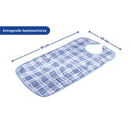 Maximex Dining Apron, Blue Chequered, Easy-Care Bib Apron with Velcro Fastening, Protects Clothes, Protective Eating Apron for Adults with Large Area Does Not Wet Through, 43 x 0.2 x 91 cm, blue