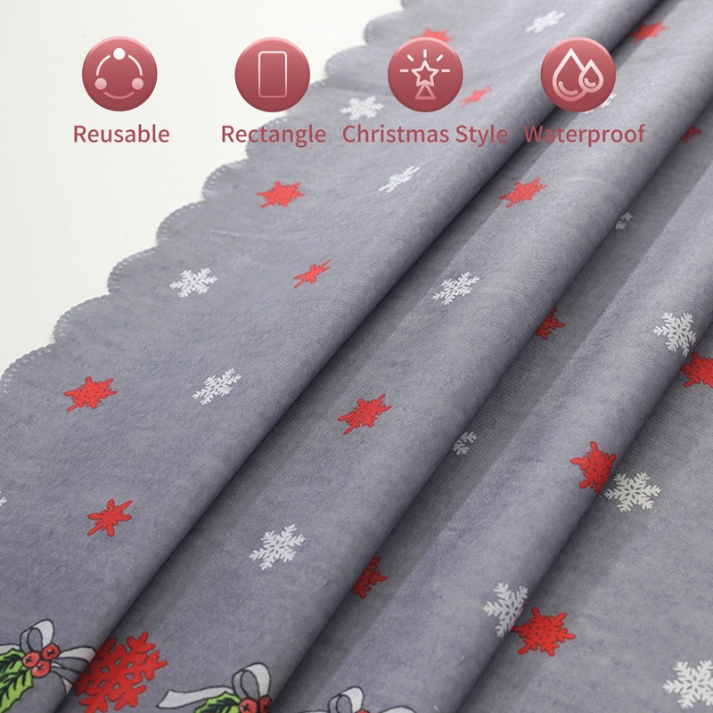 Reusable Christmas Tablecloth 5 X 6 FT Rectangle Table Cover