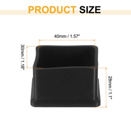 sourcing map Rubber Furniture Leg Caps, 4Pcs 40x30mm Rectangle Chair Leg Tips Caps, Furniture Foot End Caps Covers Floor Protectors for Table, Chair, Machinery Equipment Feet (Black)