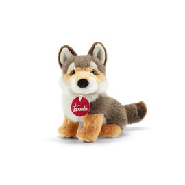 Trudi Trudini 52239 Plush Toy Wolf 9 x 16 x 17 cm (Size XS) Plush Toy Deluxe with Loving Details, Stuffed Toy with Fluffy Materials, Washable, Cuddly Toy for Children, Grey/Brown