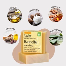 Savion 4+1 Organic Hair Soap Aloe Vera, Vegan, Handmade, Palm Oil Free, Plastic-Free, 5 x 85 g