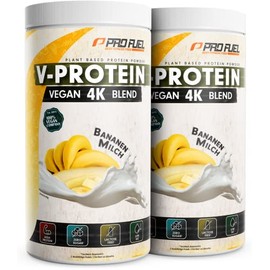 Vegan Protein Pulver BANANE 2x750g ‚Äì V-PROTEIN 4K Blend - Unglaublich lecker & cremig - Aus Sonnenblumen, Soja, Hanfsamen & K√ºrbiskernen, veganes Eiwei√üpulver mit 82% Protein, laborgepr√ºft, 100% vegan