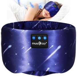 Musicozy Sleep Mask with Bluetooth Headphones,100% Natural Silk Eye Mask Headphones for Men Women,Soft Sleep Headphones Bluetooth Eye Mask for Sleeping,Travel,Relax,Yoga,Meditation,Large in Size