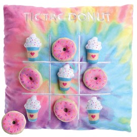 iscream Summer Camp Games Tic Tac Donut 13" Fleece Activity Game Pillow for Camp, Troops, and More!