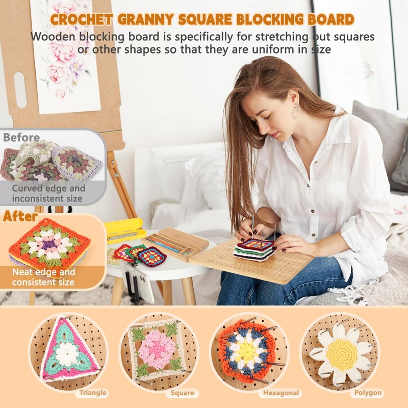Aeelike Crochet Blocking Board Large, Blocking Board for Crochet 11