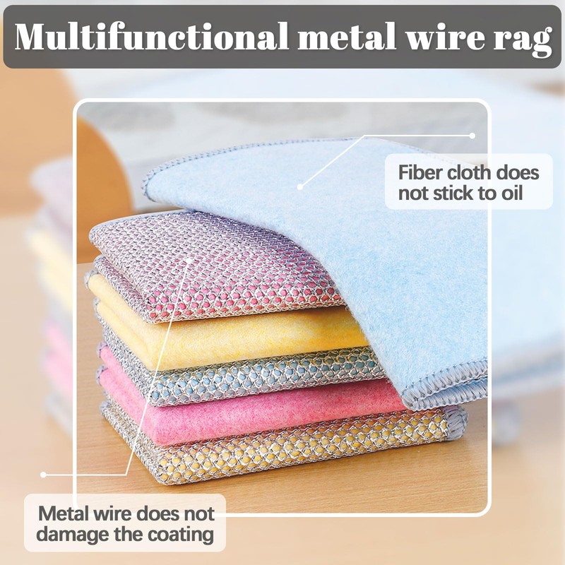 Viilich Pack of 6 Multi-Purpose Wire Dishcloths, Scourer, Cleaning Cloth,