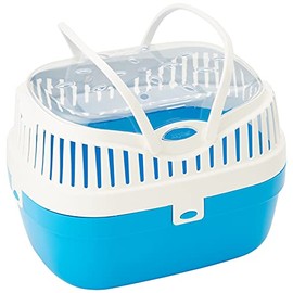 Ferplast Guinea Pig and Other Rodent Carrier ALADINO Medium Travel Cage for Small Animals, Rodents, Guinea Pigs, Sturdy Plastic, Ventilation Grids, Comfortable Handle, 30 x 23 x h 21 cm Blue