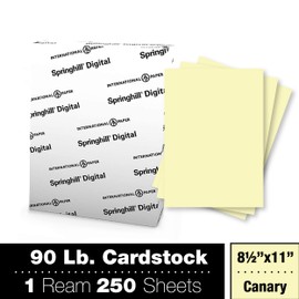 Springhill 8.5” x 11” Canary Yellow Colored Cardstock Paper, 90lb, 163gsm, 250 Sheets (1 Ream) – Premium Lightweight Cardstock, Smooth Finish Printer Paper for Cards, Flyers, Scrapbooking – 035100R