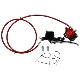 Hydraulic Rear Disc Brake Caliper System + Pads 50cc 110cc 125cc 150cc 200cc 250cc Quad Dirt Bike ATV Go Kart (Chrome Left Hand Brake Lever)