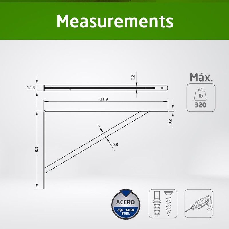 Amig - Model 9 Shelf Bracket | Robust Wall Bracket
