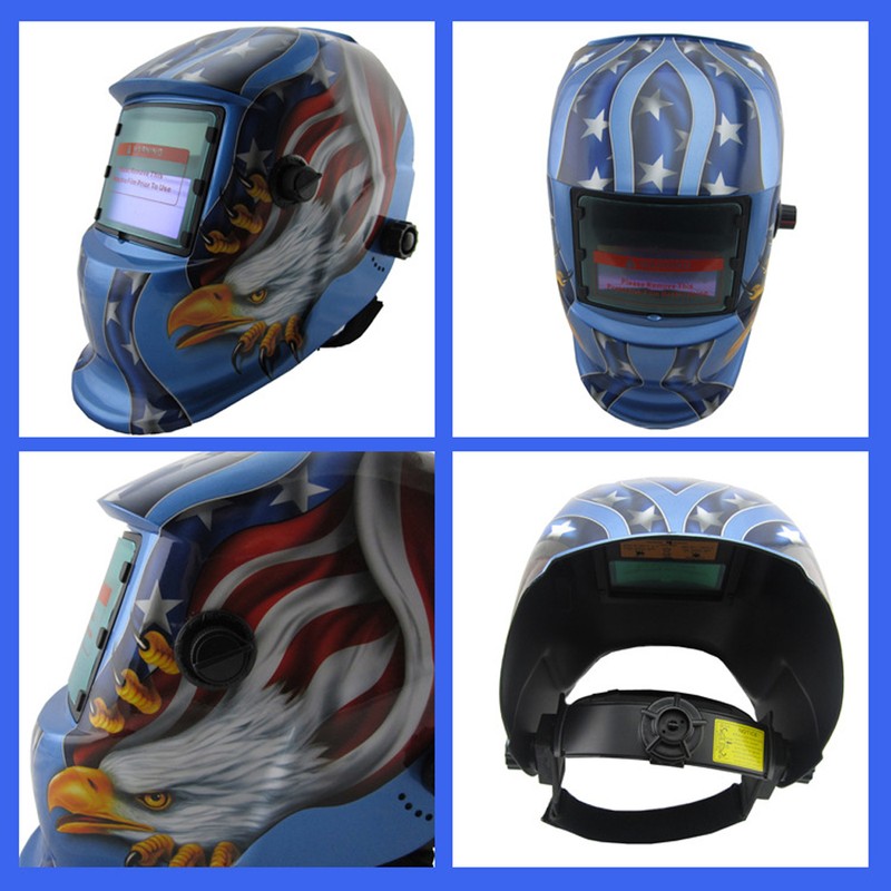 Solar Charging Automatic Dimming Welding Facemask Head-mounted Large View LCD