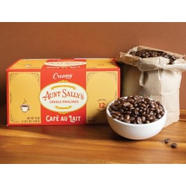 Aunt Sally's Creamy Cafe au Lait Pralines- 12 count box- New Orleans Most Famous Praline- Handmade Pecan Candy