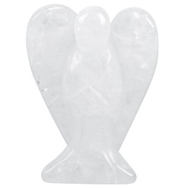 Loveliome Guardian Angel Statue,Hand Carved Stone Healing Crystal Figurines for Home Décor or Collectibles, 2 Inches, White Quartz